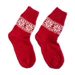 Raudonos Kalėdinės vilnonės kojinės